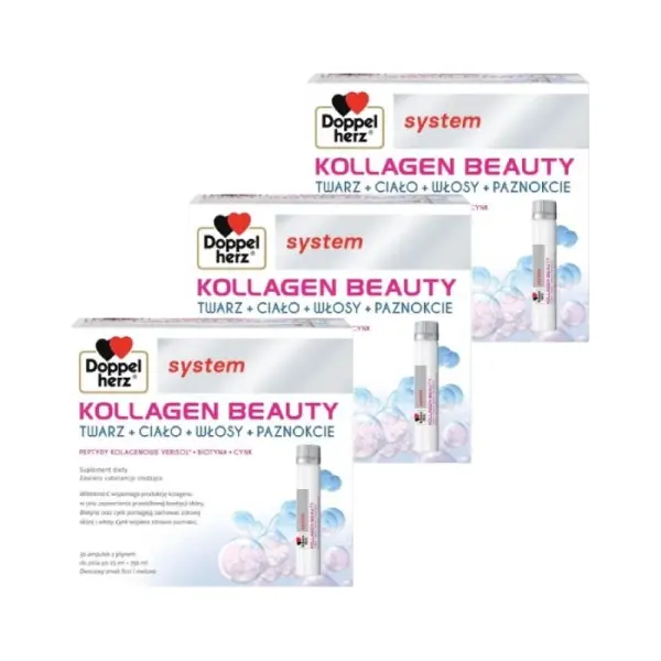 3 x DOPPELHERZ SYSTEM KOLLAGEN BEAUTY płyn, 30 ampułek