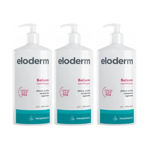 3 x ELODERM Balsam nawilżający, 400 ml