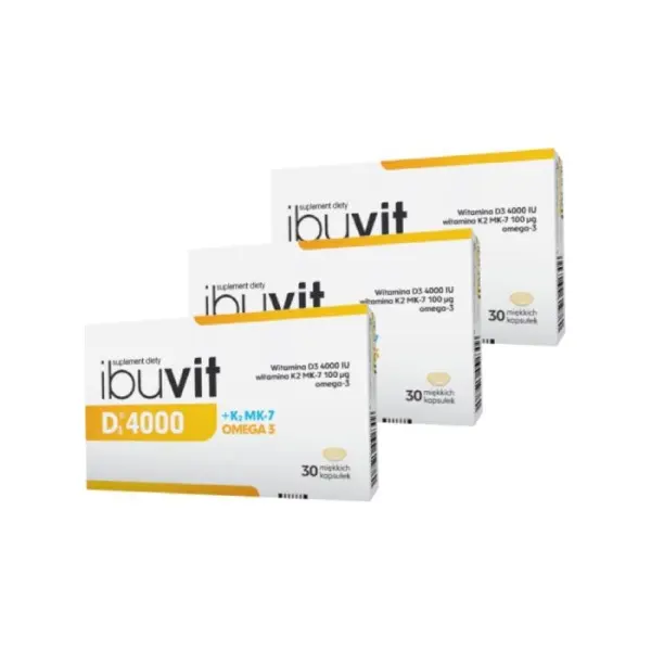 3 x Ibuvit D3 4000 + K2 MK-7 Omega3 30 kapsułek