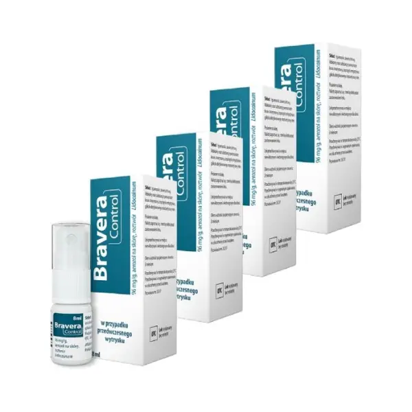 4 x BRAVERA CONTROL Aerozol na skórę opóźniający wytrysk, 8 ml