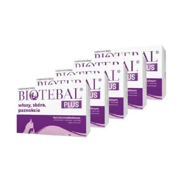 5 x BIOTEBAL PLUS włosy, skóra, paznokcie 30+10 tabletek