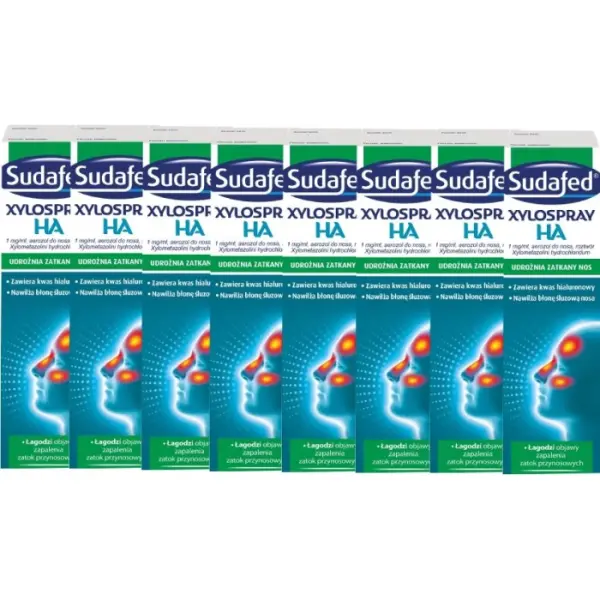 8 x SUDAFED XyloSpray HA, aerozol do nosa, 10 ml