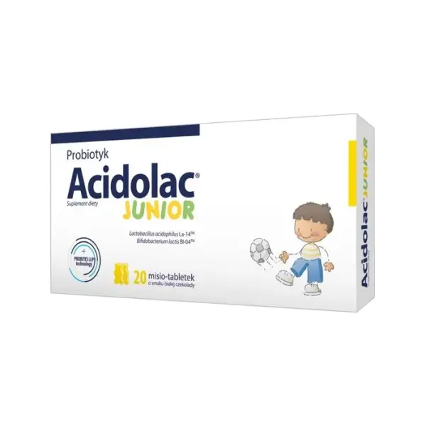Acidolac Junior o smaku białej czekolady, 20 misiotabletek