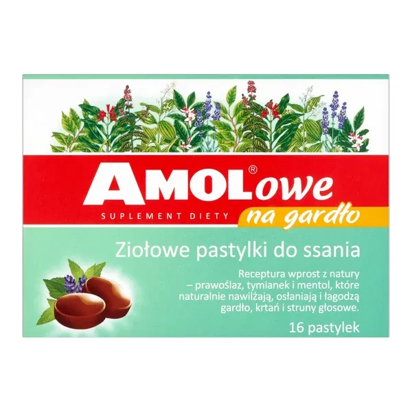 Amolowe Na Gardło Pastylki do ssania ziołowe, 16 pastylek
