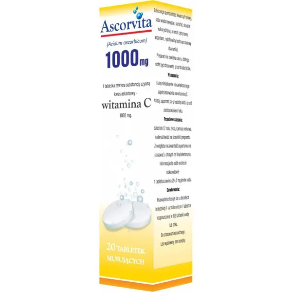 Ascorvita witamina C 1000mg 20 tabletek musujących