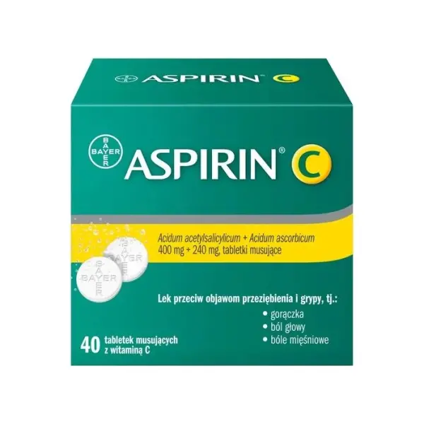 ASPIRIN C tabletki musujące na objawy przeziębienia i grypy, 40 sztuk