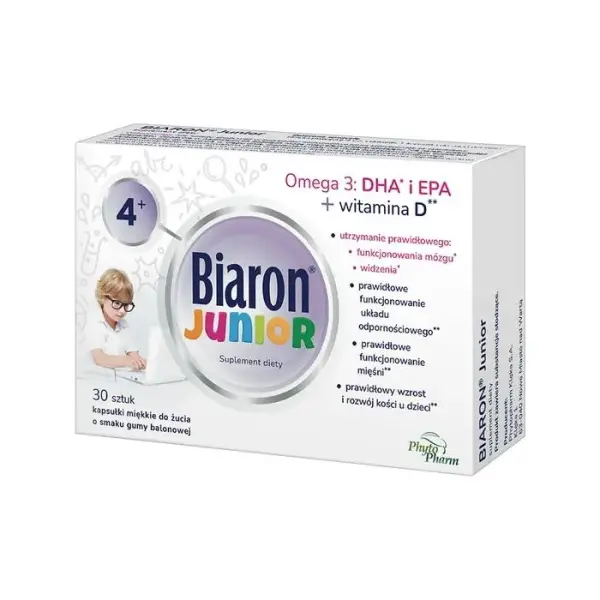 BIARON Junior do żucia, 30 kapsułek