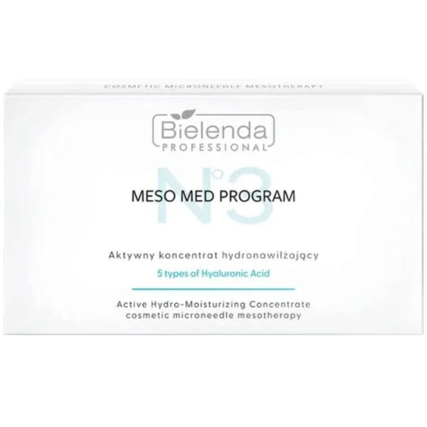 BIELENDA Professional Meso Med Zestaw aktywnych koncentratów hydronawilżających z 5 formami kwasu hialuronowego 10 x 3 ml