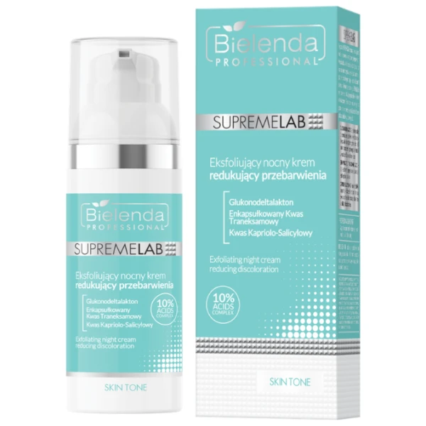 Bielenda Supremelab Skin Tone eksfoliujący nocny krem redukujący przebarwienia, 50ml