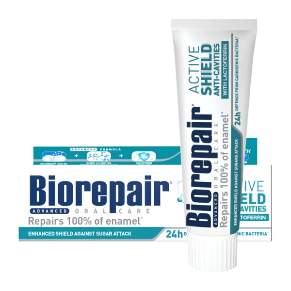 Biorepair Advanced active shield, pasta do zębów przeciw ubytkom w szkliwie, 75ml