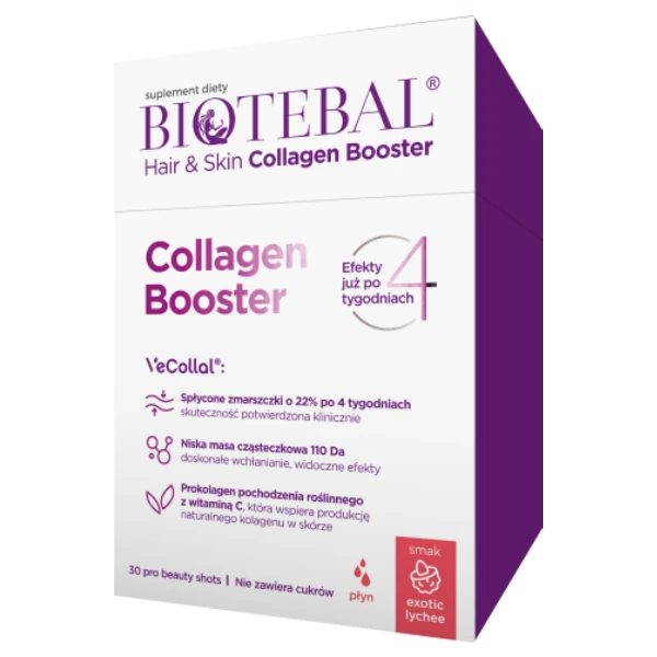 Biotebal Hair & Skin Collagen Booster o smaku liczi, 30 saszetek