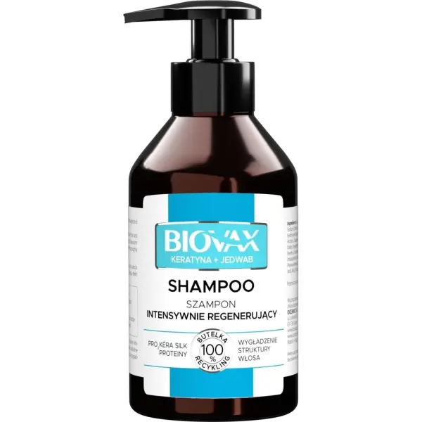 BIOVAX Intensywnie regenerujący szampon do włosów Keratyna i Jedwab, 200 ml