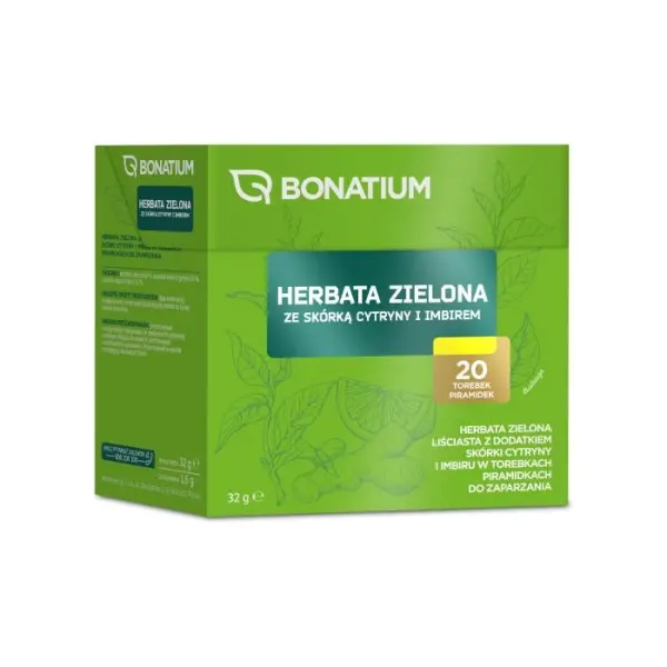 Bonatium Herbata zielona ze skórką cytryny i imbirem 20 torebek