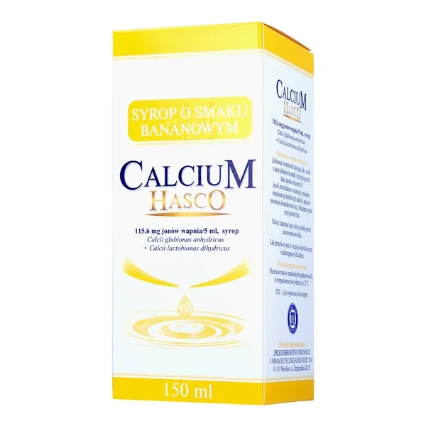 Calcium Hasco, 115,6 mg/5ml, syrop o smaku bananowym, 150 ml