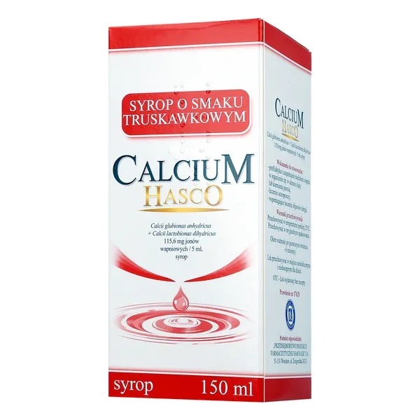 Calcium Hasco, 115,6 mg/5ml, syrop o smaku truskawkowym, 150 ml