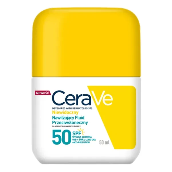 CeraVe Fluid przeciwsłoneczny niewidoczny nawilżający dla skóry normalnej i suchej SPF 50, 50 ml