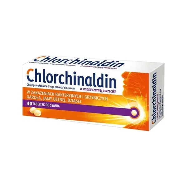 CHLORCHINALDIN o smaku czarnej porzeczki, 40 tabletek