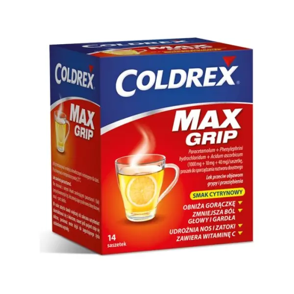 COLDREX Maxgrip smak cytrynowy, 14 saszetek