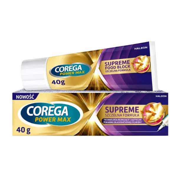 Corega Power Max Supreme Szczelna Formuła, krem do protez, 40 g