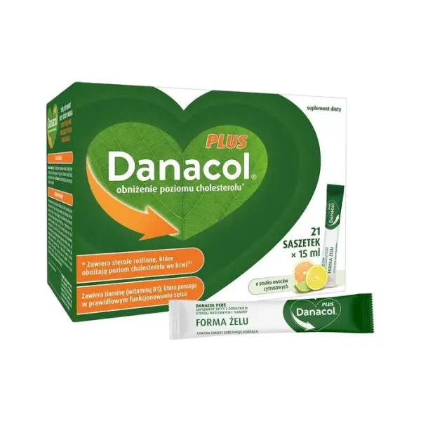 Danacol Plus obniżenie poziomu cholesterolu, 21 saszetek po 15 ml