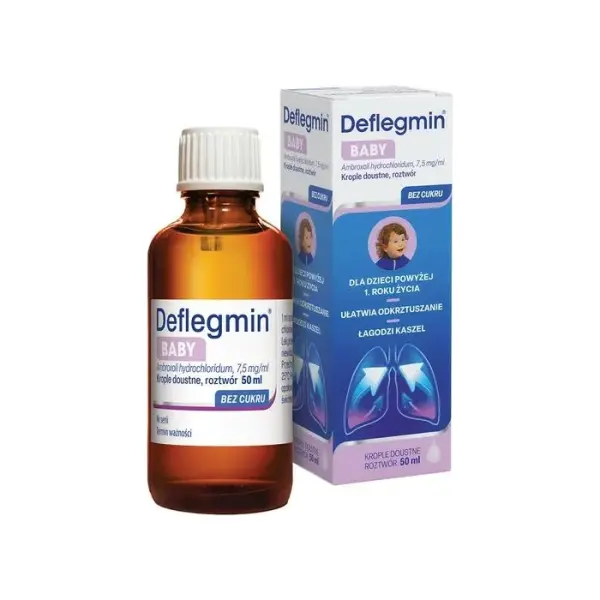 DEFLEGMIN BABY krople doustne 7,5 mg/1ml, ułatwia odkrztuszanie, 50 ml