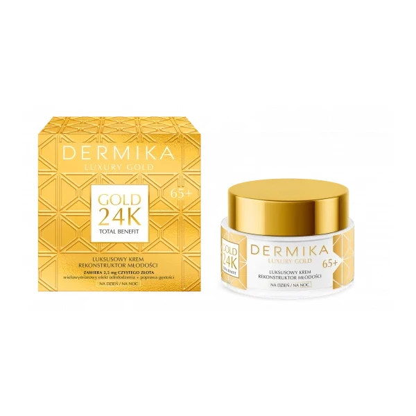 DERMIKA Luxury Gold 24K Luksusowy krem Rekonstruktor Młodości 65+ dzień/ noc, 50 ml