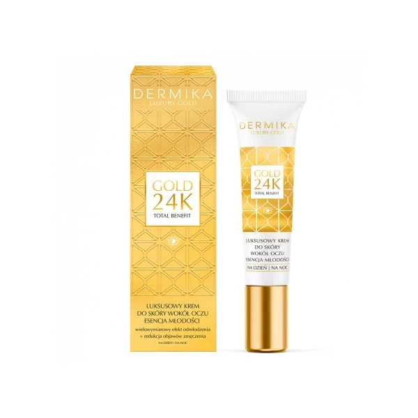 DERMIKA Luxury Gold 24K Luksusowy krem do skóry wokół oczu Esencja Młodości, 15 ml