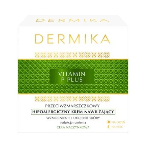 DERMIKA Vitamin P Plus Krem przeciwzmarszczkowy nawilżający hipoalergiczny cera naczynkowa, 50 ml