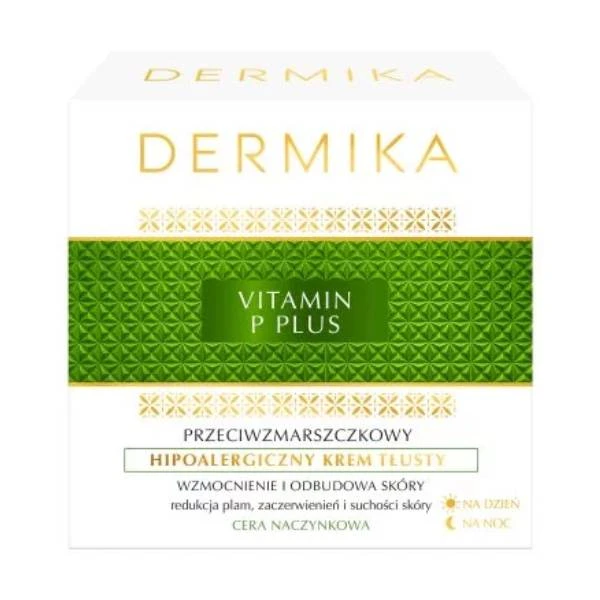 DERMIKA Vitamin P Plus przeciwzmarszczkowy tłusty hipoalergiczny cera naczynkowa, 50 ml