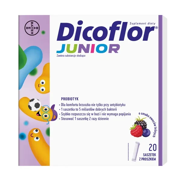 Dicoflor Junior, smak owoce leśne, 20sasz.