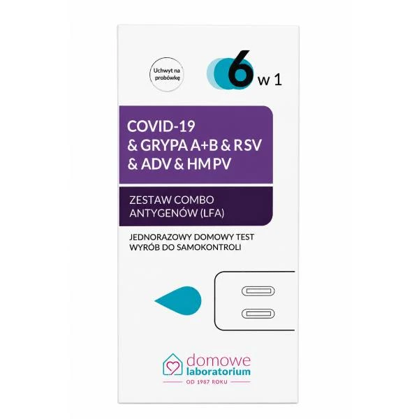 Domowe Laboratorium Covid-19 & Grypa A + B & RSV & ADV & HMPV Zestaw combo antygenów