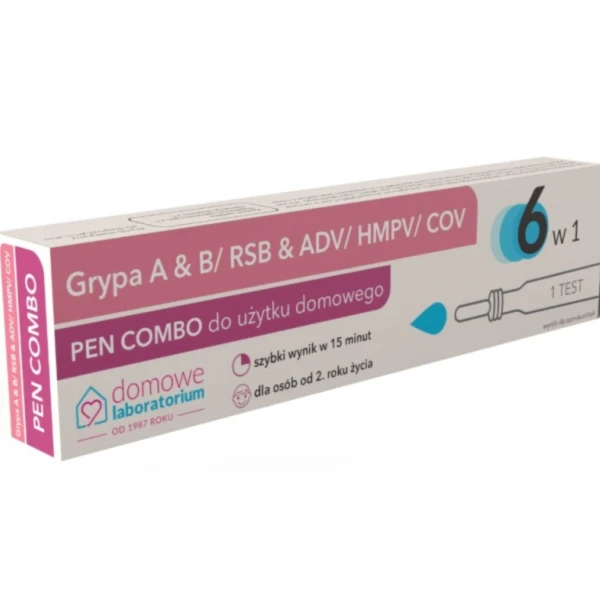 Domowe Laboratorium SARS-CoV-2 & Grypa A + B & RSV & ADV & HMPV Combo Test 6w1