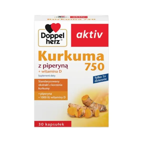 DOPPELHERZ Aktiv Kurkuma z piperyną, 30 kapsułek