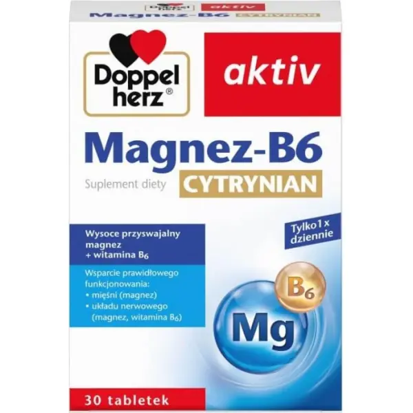 DOPPELHERZ AKTIV Magnez B6 Cytrynian, 30 tabletek