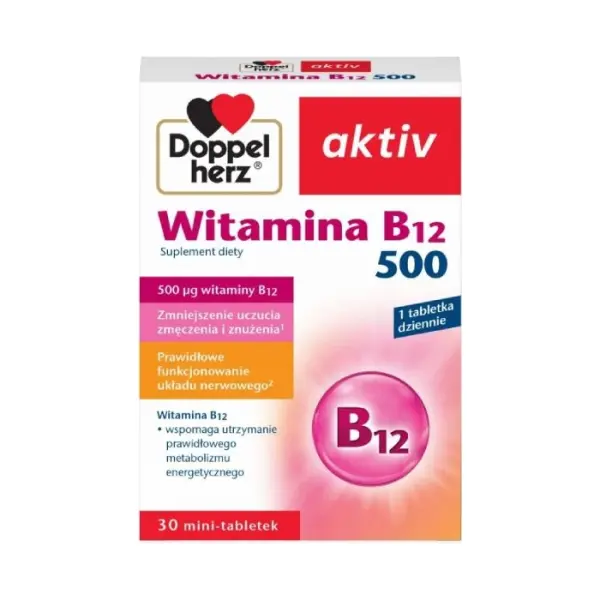 DOPPELHERZ AKTIV Witamina B12 500, 30 tabletek