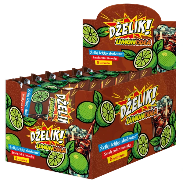 DŻELIK! LIMONCOLA Żelki lekko słodzone o smaku coli z limonką, 30 g x 20 szt.