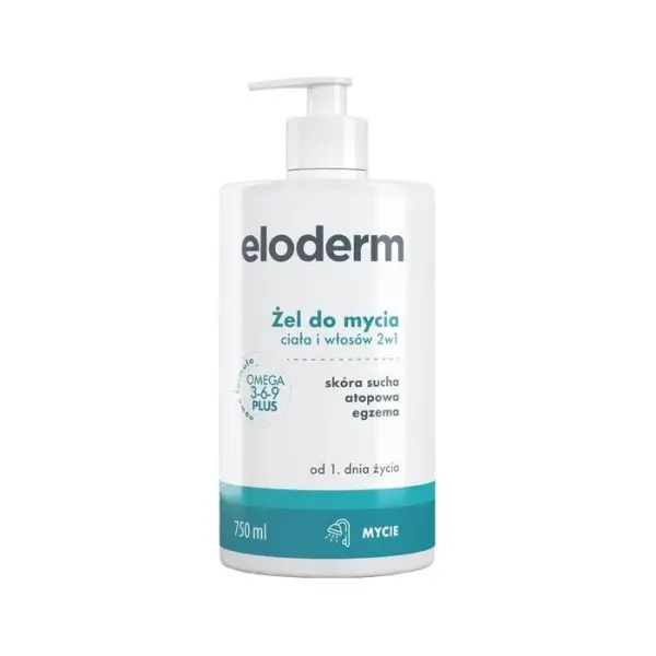ELODERM Żel do mycia ciała i włosów 2w1, 750 ml