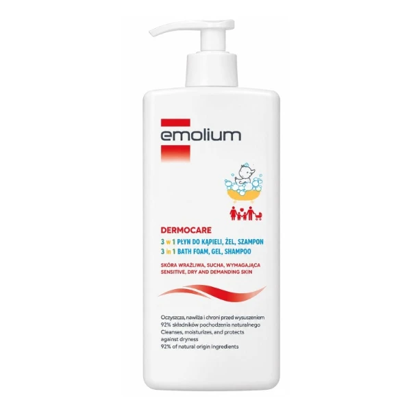 EMOLIUM Dermocare Płyn, żel, szampon do kąpieli 3w1, 750 ml