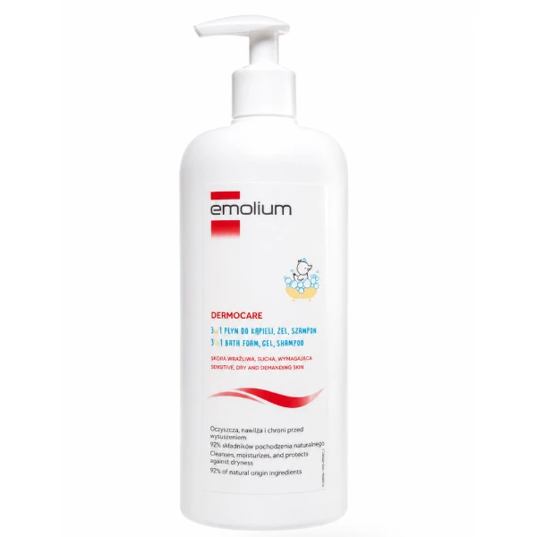 Emolium Dermocare Płyn, żel, szampon do kąpieli i mycia 3w1, 400 ml