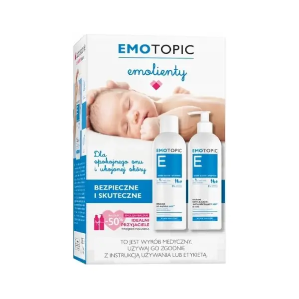 EMOTOPIC Med+ Zestaw Emulsja do kąpieli + Balsam nawilżająco-natłuszczający, 400 ml + 400 ml