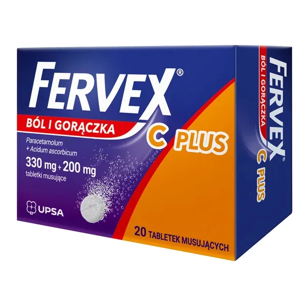 Fervex Ból i Gorączka C Plus 330 mg + 200 mg, 20 tabl. mus.