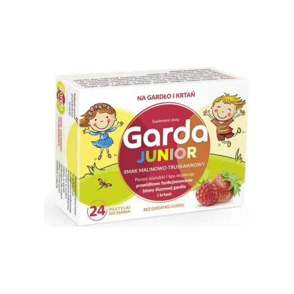 GARDA JUNIOR smak malinowo-truskawkowy, 24 pastylki