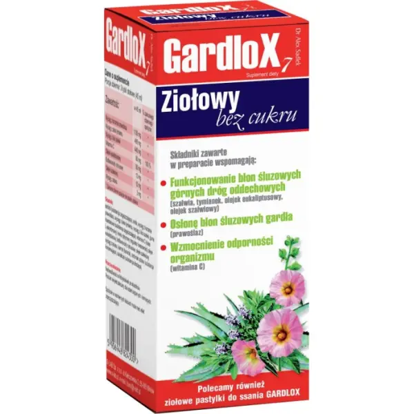 GARDLOX 7 ziołowy syrop bez cukru, 120 ml