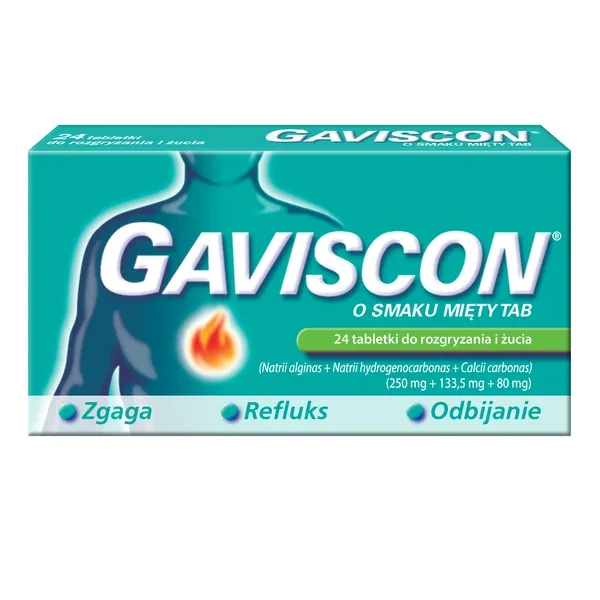 Gaviscon o smaku mięty tab, 24szt.