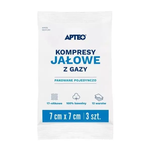 Gaziki jałowe  APTEO CARE 7x7cm 3 sztuki