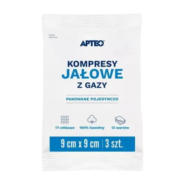Gaziki jałowe APTEO CARE 9x9cm 3sztuki