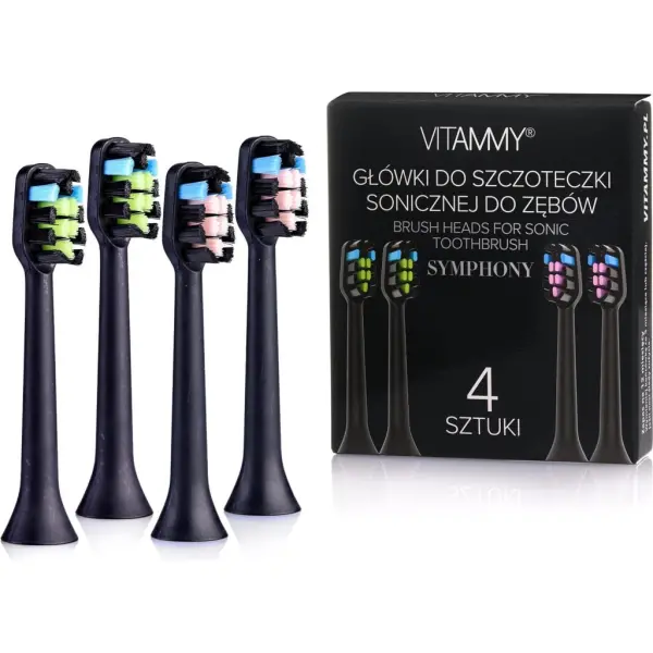Główki do szczoteczki sonicznej VITAMMY SYMPHONY czarne 4 sztuki