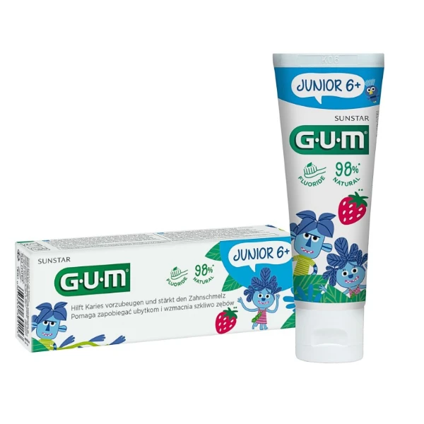 GUM Junior Tutti Frutti, remineralizująca pasta do zębów dla dzieci 7+, 50 ml
