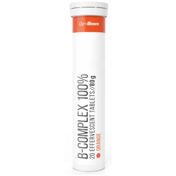 GymBeam B-Complex 100% w tabletkach musujących, smak pomarańczowy, 20 szt.