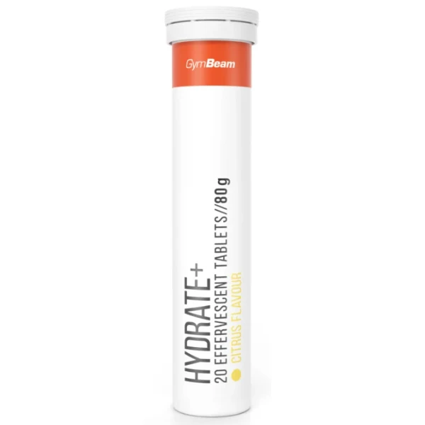 GymBeam Hydrate+ w tabletkach musujących, smak cytrusowy, 20 szt.